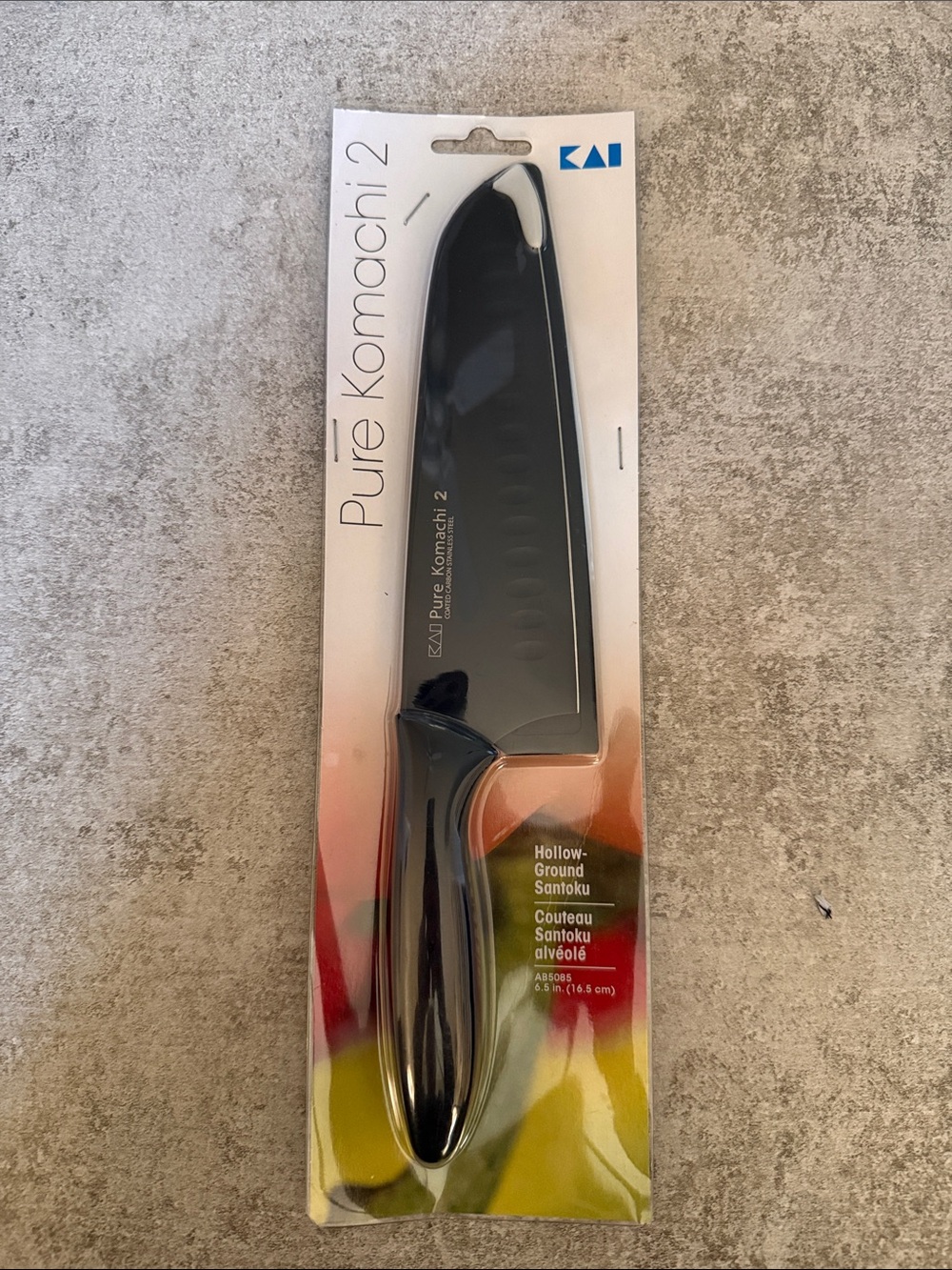 NWT Kai Pure Komachi 2 Black Hollow-Ground Santoku Knife Retail $35